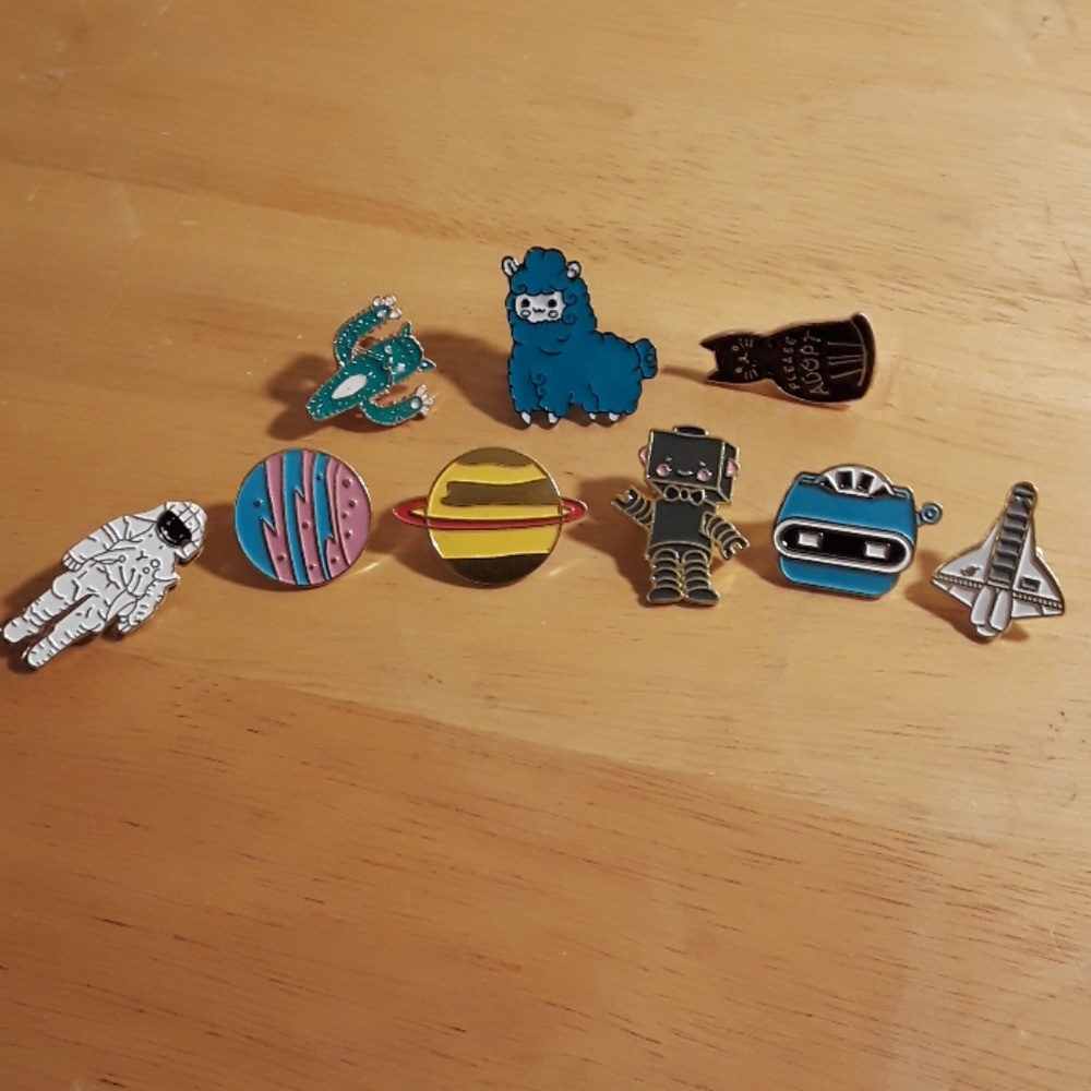 Cutesy Pin Set of 9, No Doubles,  All New